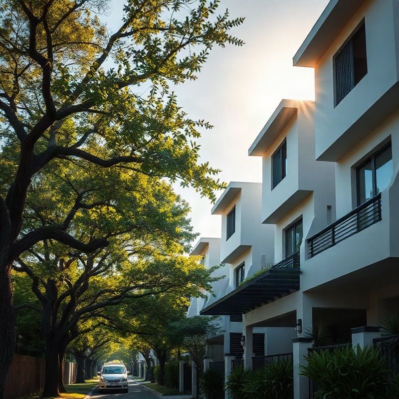 Tree-lined street in an upscale Florianópolis residential neighbourhood