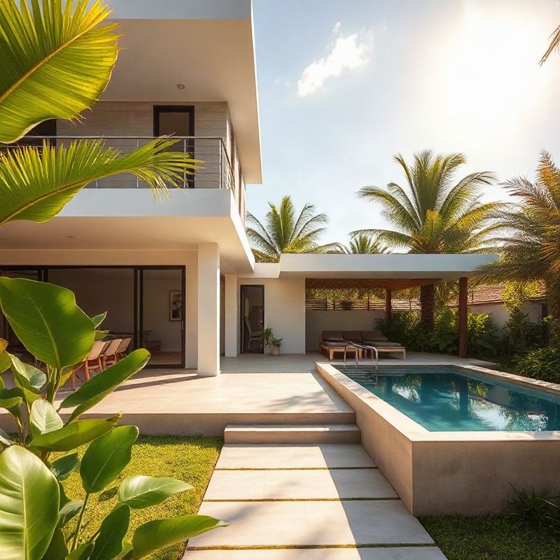 Contemporary Florianópolis beachfront house for sale, surrounded by tropical garden